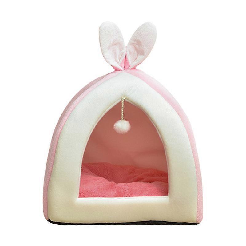 45x45x43cm Cat Kennel with Washable Comfortable Pillow Pet Bed Cat Tent Basket Cat House Indoor Cat House with Fun Cat Ball