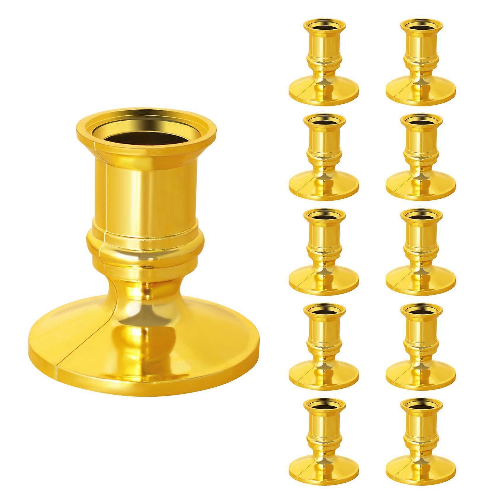 10X Gold Pillar Candle Taper Candle Holder Candlestick Christmas