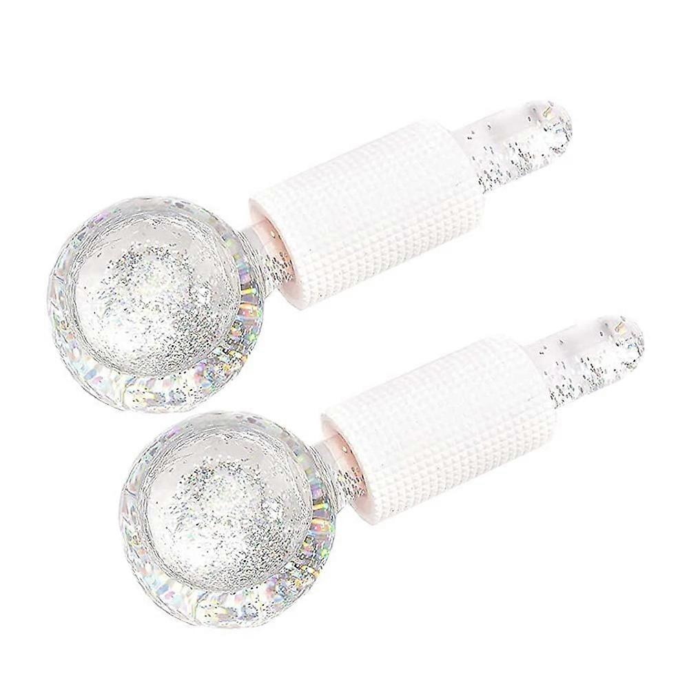コールドフェイシャルマッサージ用 2PCS アイスセラピーボールフェイシャルローラーフェイスローラーボール不凍ガラスボール 腫れ、毛穴、しわを減らす