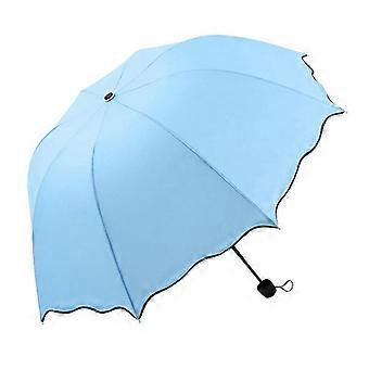 Lovely Women Lotus Leaves Anti UV Dome Parasol Outdoor Sun/Rain Folding Umbrella