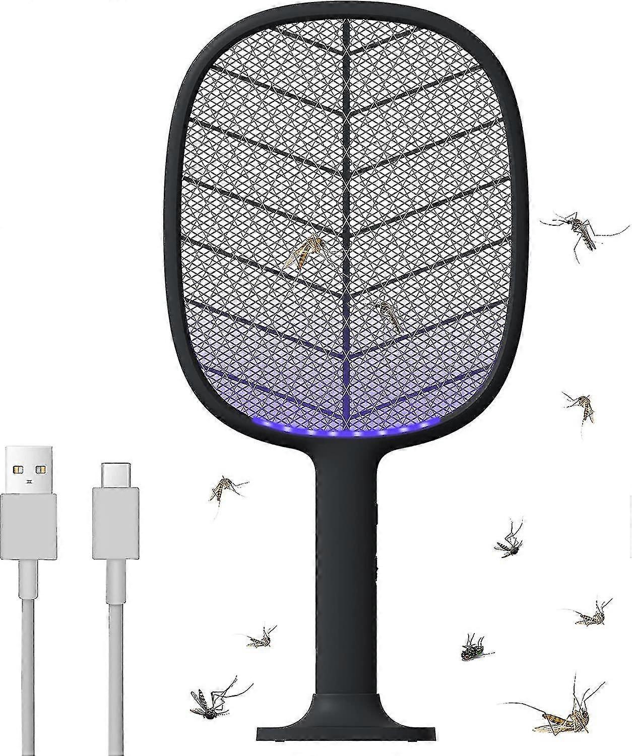 Portable Handheld Bug Zapper Racket Compatible With Indoor Outdoor Use, Usb Rechargeable E