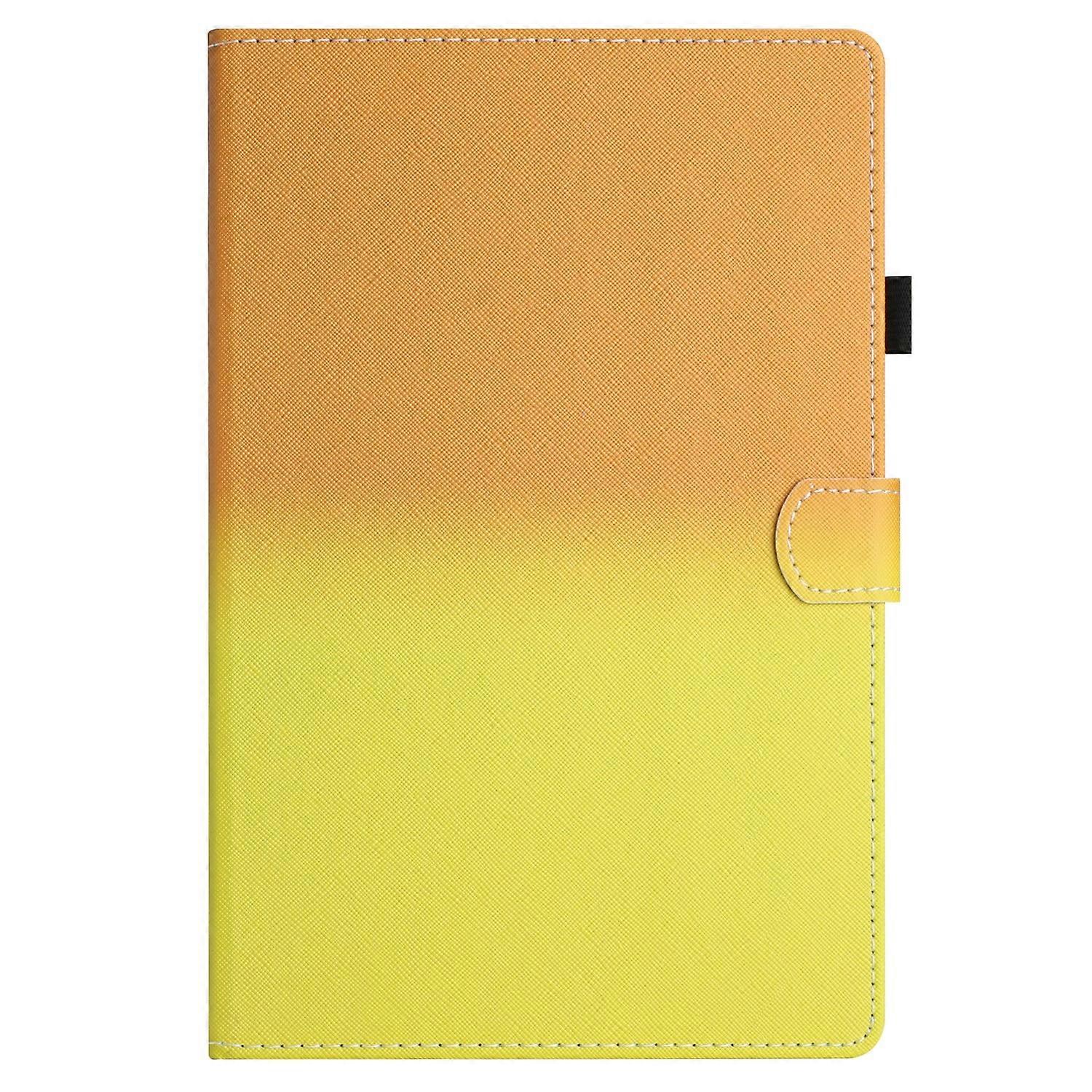 Tablet Case For Lenovo M10 Plus Stitching Gradient Leather Tablet Case(Orange Yellow)
