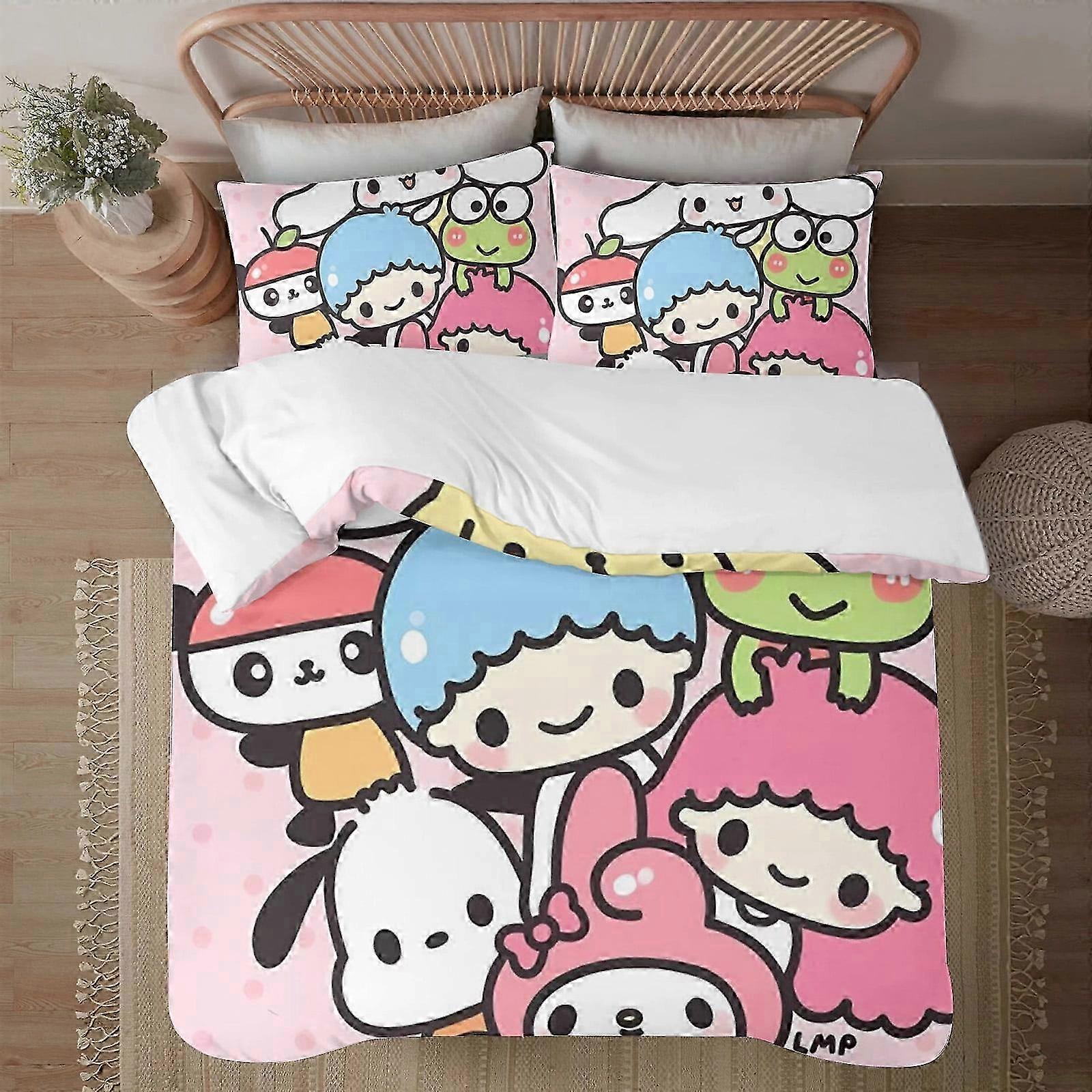 o3379 Lençóis Sanrio Soft3D Impresso Capa de Edredom Conjunto de Cama com Capa de EdredomConjunto de 3 Peças Inclui Fronhas e Capa Mhine Waable (1 Edredom 