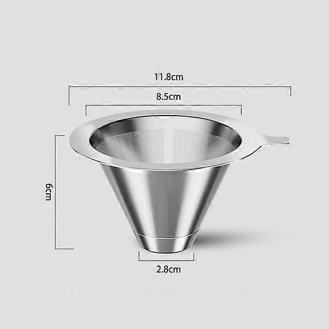 قمع قهوة من الفولاذ المقاوم للصدأ 304، فلتر قهوة مخروطي مزدوج الطبقات قابل لإعادة الاستخدام، ملحقات قهوة عملية ومتينة