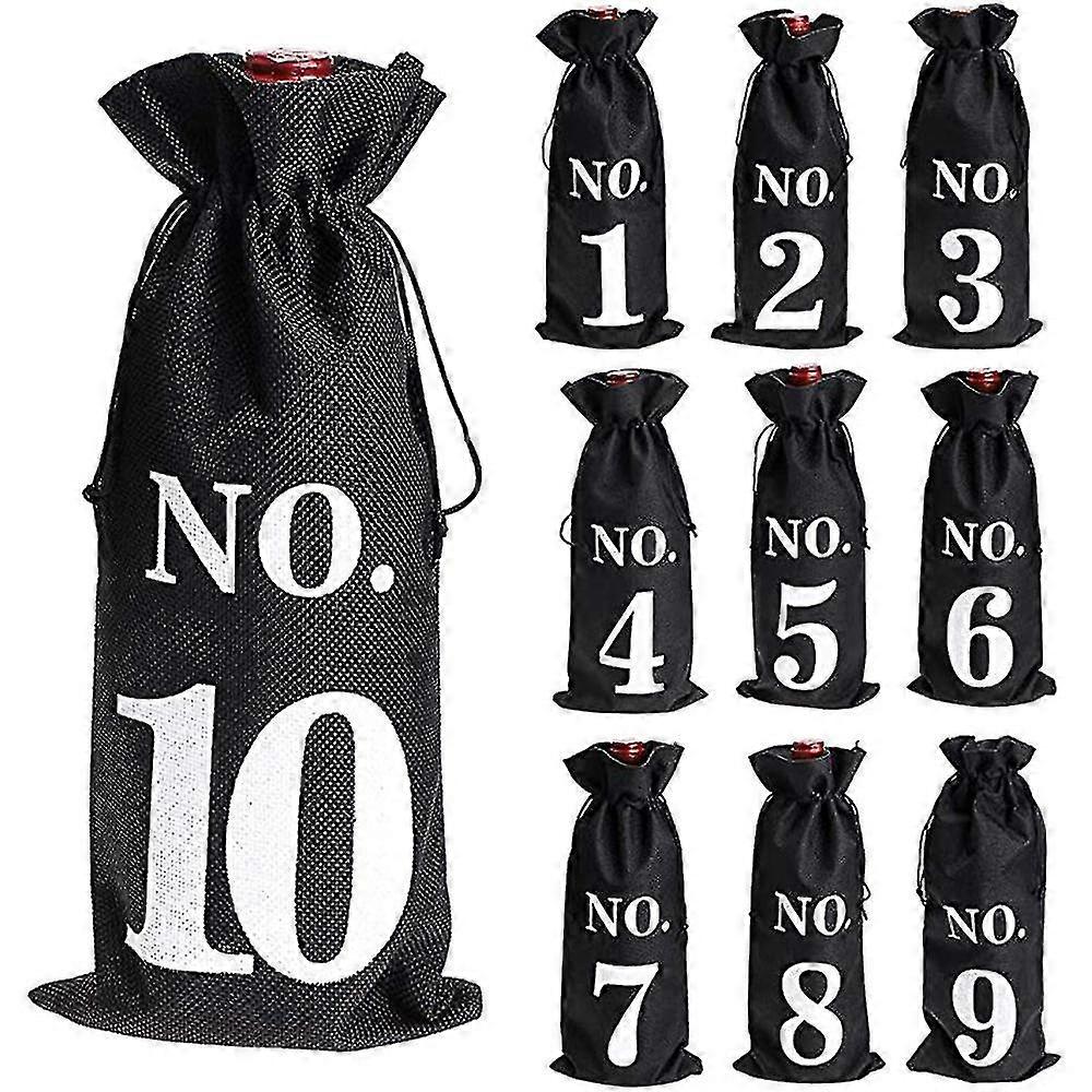 1 To 10 Burlap Wine Bags Blind Tasting Drawstring Drawstring Pocket Wine Bottle Sleeves -wlgd