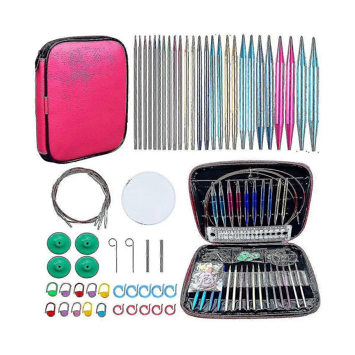 Circular Knitting Needle Set With Case - Aluminum Knitting Needles Compatible With Diy Knitting