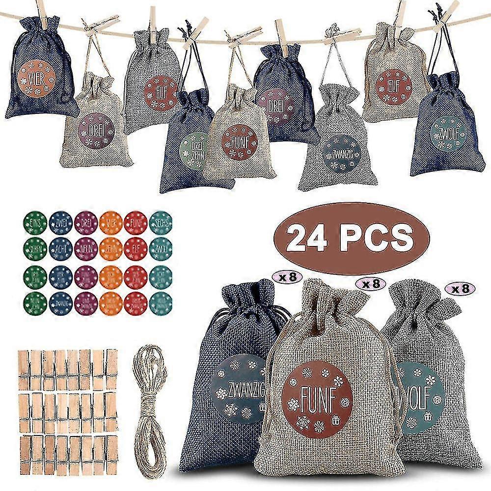 24db karácsonyi vászon táskák zsinórral Karácsonyi Burlap