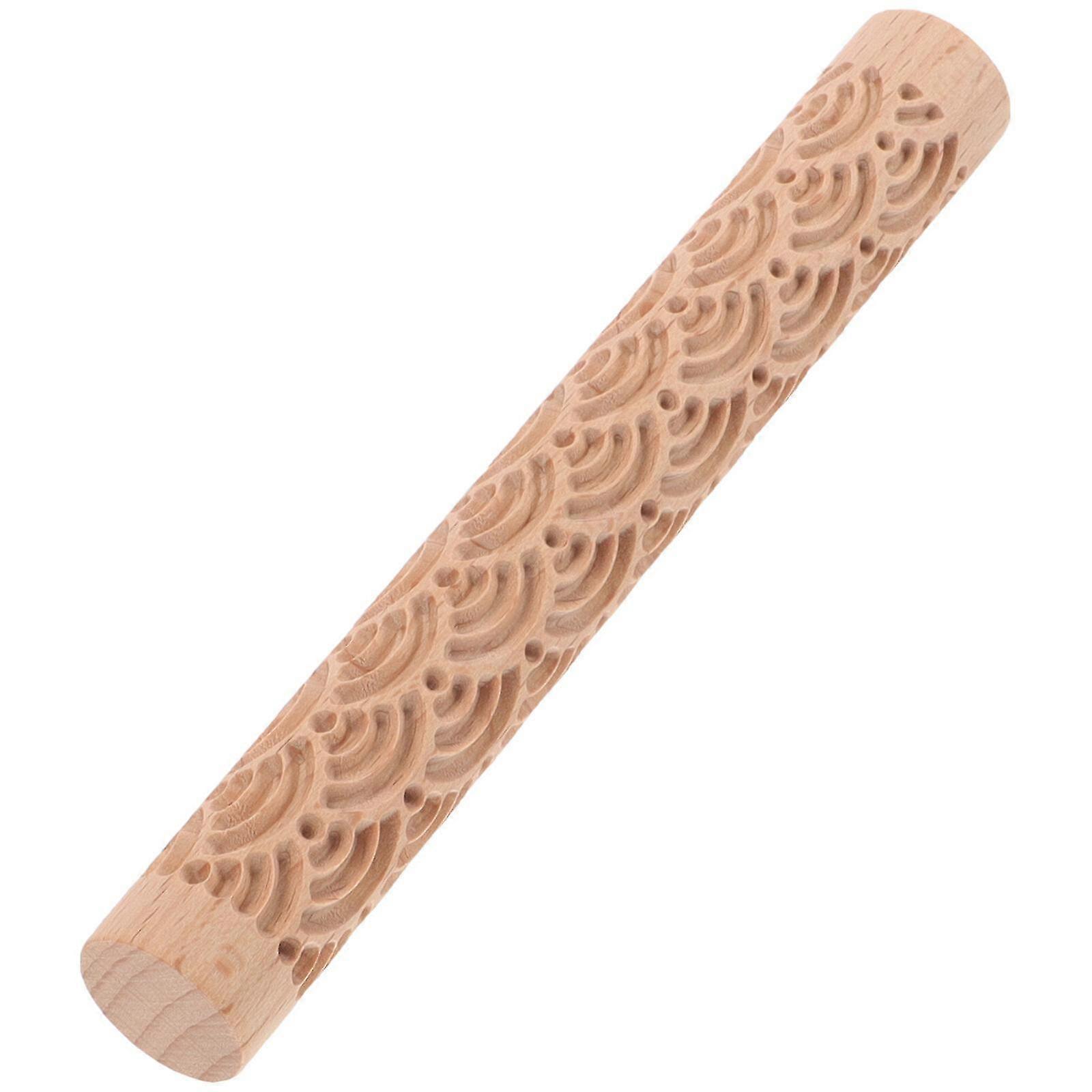 Wooden Clay Texture Roller Convenient Polymer Clay Texture Embossing Roller for DIY