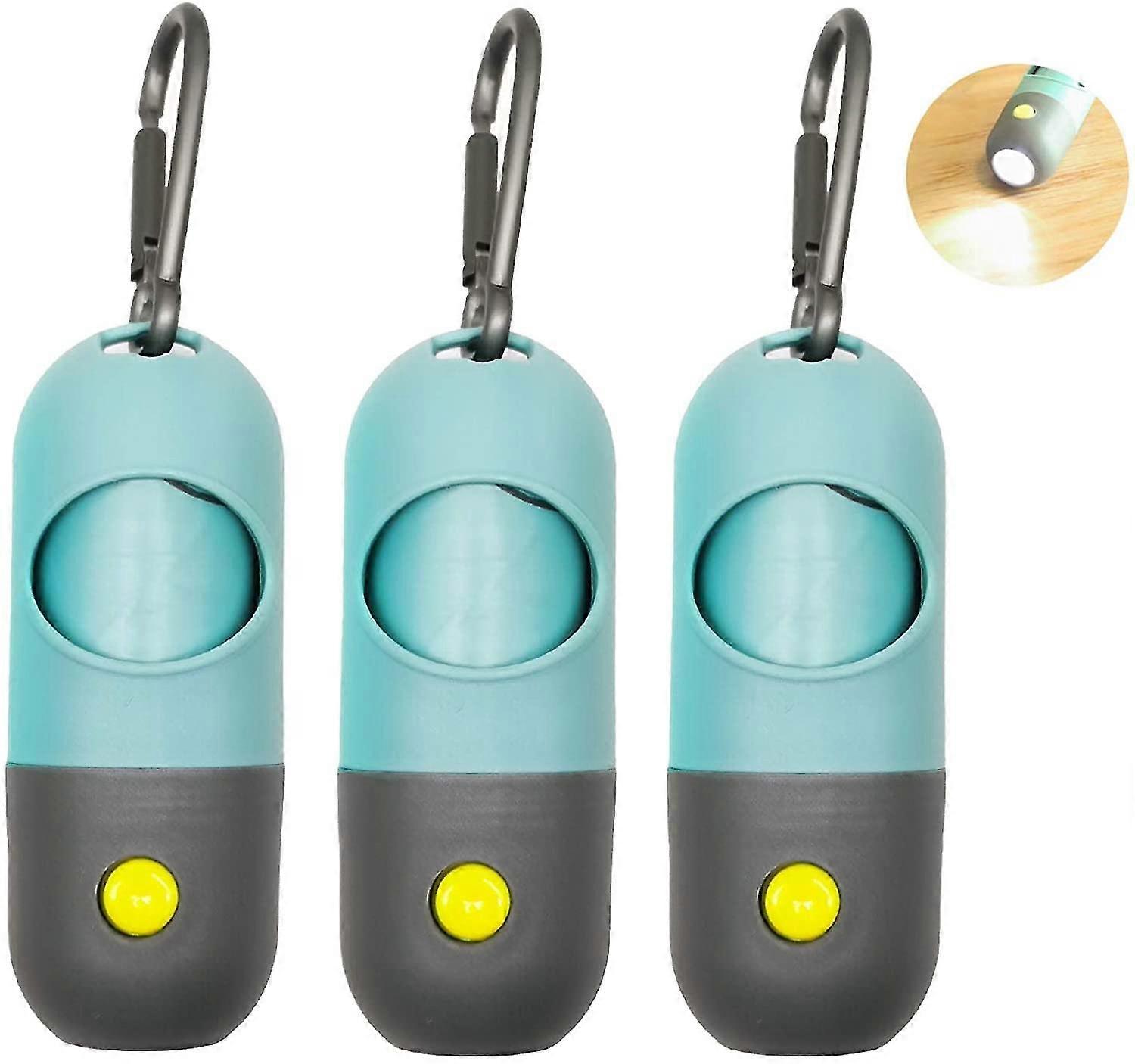 Hund Kacke Abfallsäcke Halter mit LED-Taschenlampe|cute Doggie Poo Bags Spender für Haustierleine|Trash Abfallsäcke Träger für Wiege Auto|Taschen Karabiner Fas