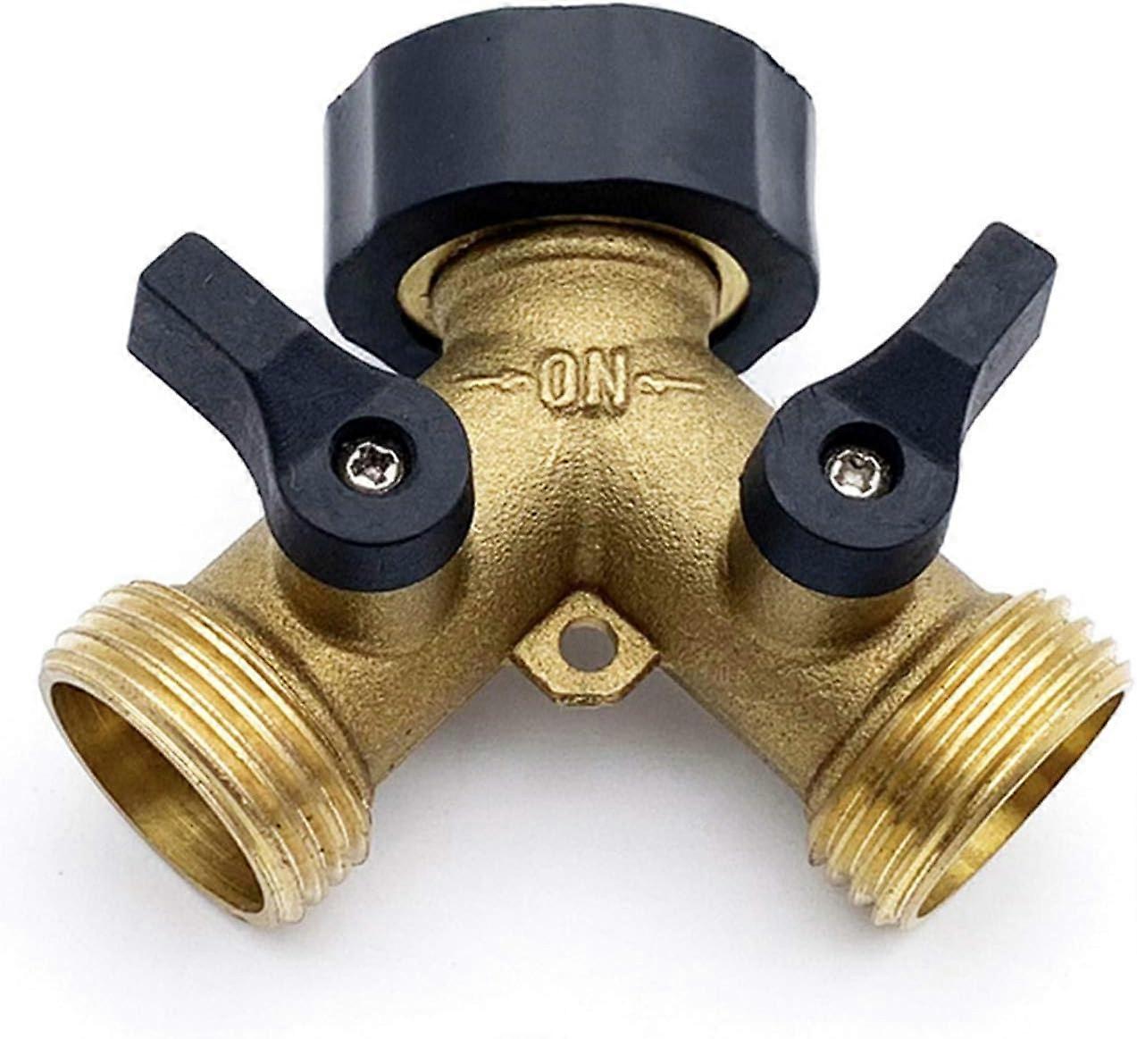 2-way 3/4 "brass Y-distributor, distributor with shut-off valves for two supply hoses, hose con