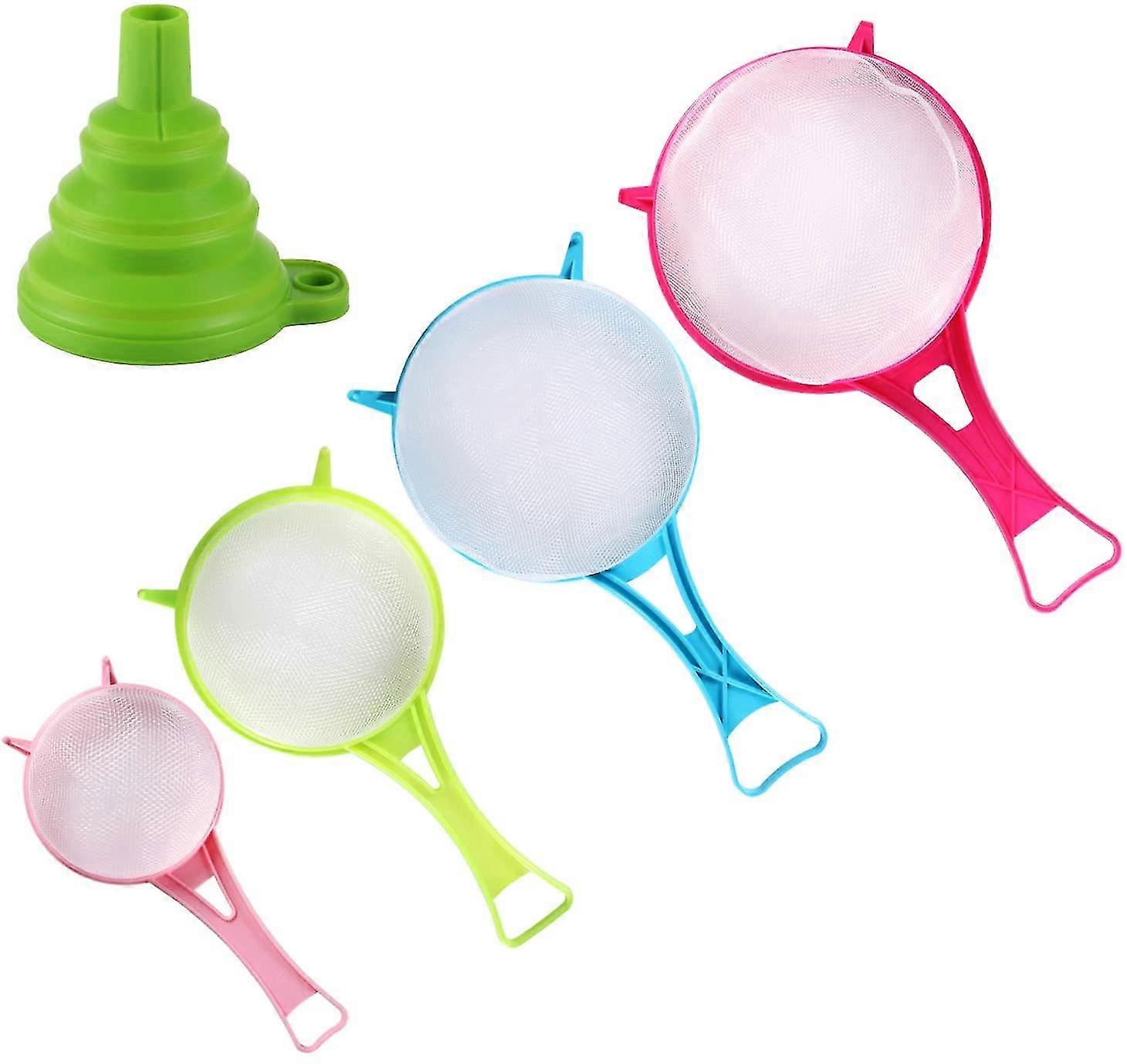 4 قطع مجموعة مصفاة شبكة بلاستيكية ، منخل دقيق حليب الصويا للأغذية بمقبض طويل- MXBC