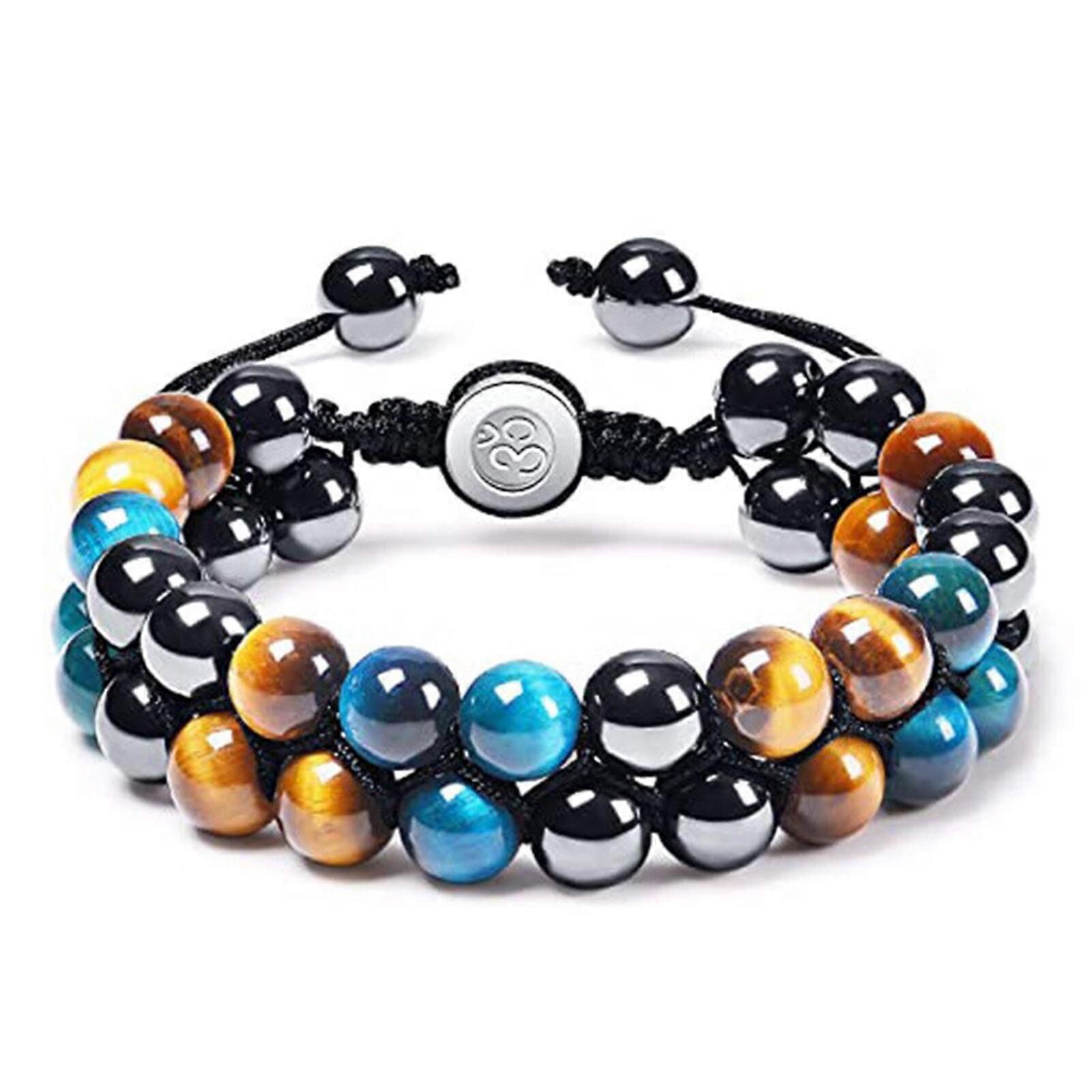 New Arrive Obsidian Agate Tiger Eye Double Layer Bracelet