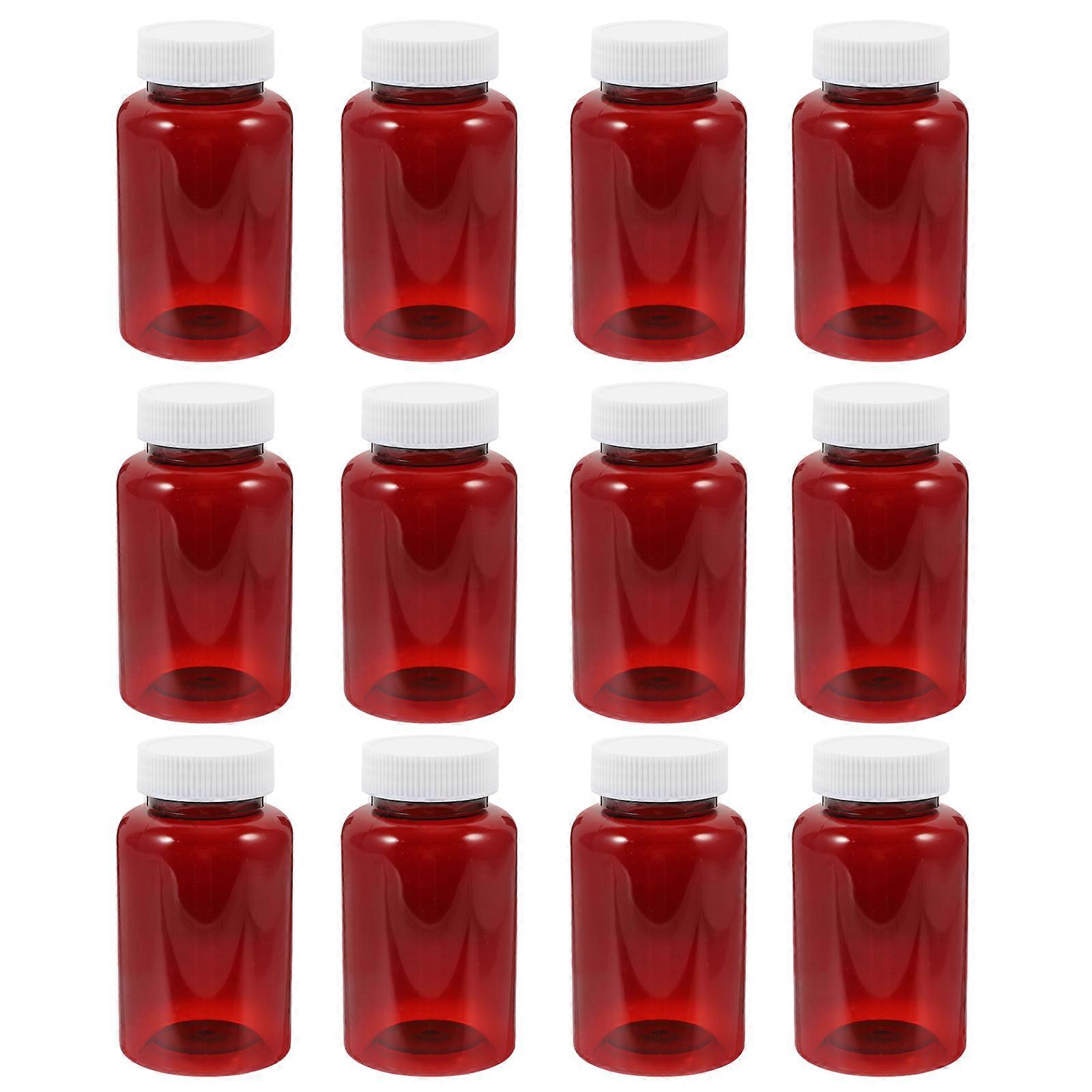 12 pcs Empty Medicine Container Plastic Pills Bottles Empty Pills Storage Bottles with Caps
