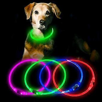 Wekity Led Dog Collar, Usb Rechargeable Glowing Lighted Up Collar, Cuttable Water-resistant Tpu Safety Collar Lights For Small Medium Large Dogsgreen