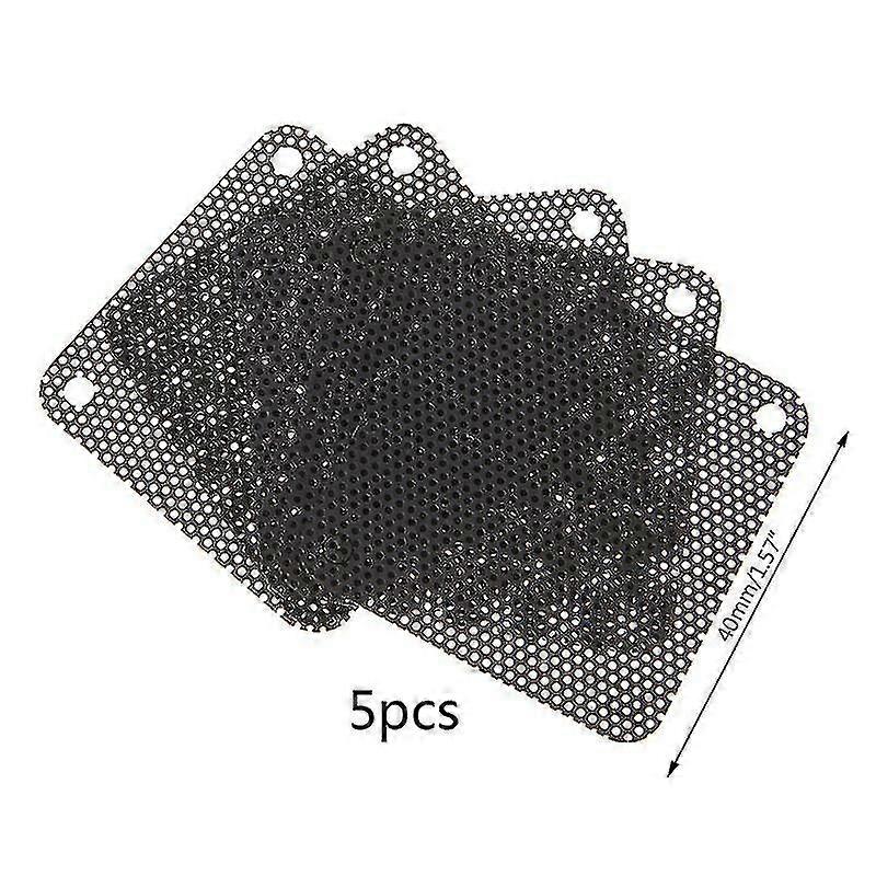 5pcs Pvc Fan Dust Filter Pc Dustproof Case Cuttable Computer Mesh Cover 40mm Mesh Black