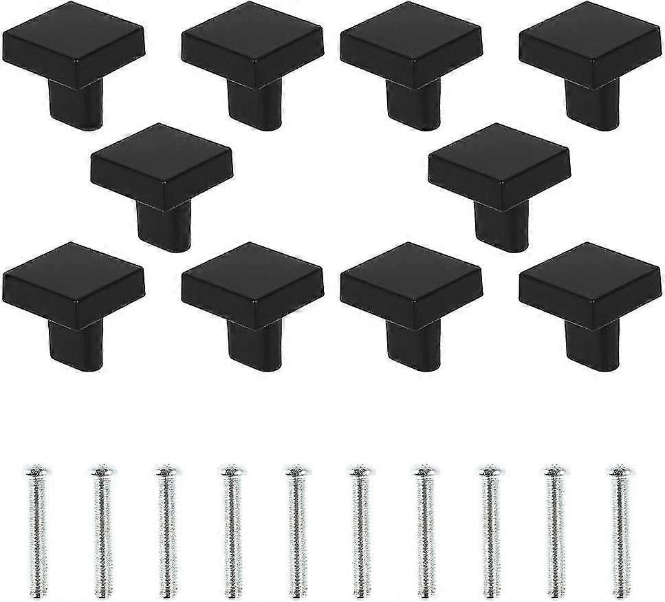 Set Of 10 Black Door Knobs Solid Brass Square Cabinet Knobs Vintage Kitchen Cabinet Knobs With Screws For Cabinet Cupboards Drawers (black)