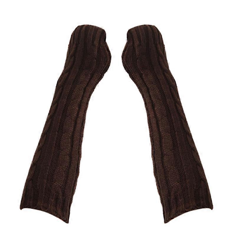 1 Pair Women Gloves Twist Pattern Solid Color Autumn Winter Thick Warm Oversleeve Arm Warmer for Riding