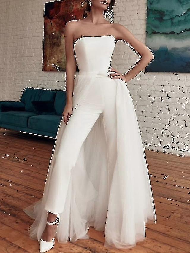 Women's Jumpsuit Mesh Trailing Solid Color Off Shoulder Elegant Party Wedding Regular Fit Sleeveless