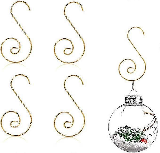 100 stycken julkulor, krokar för julgransprydnader, S-formad galge, julkulklämma för att hänga julgransdekorationer (guld)