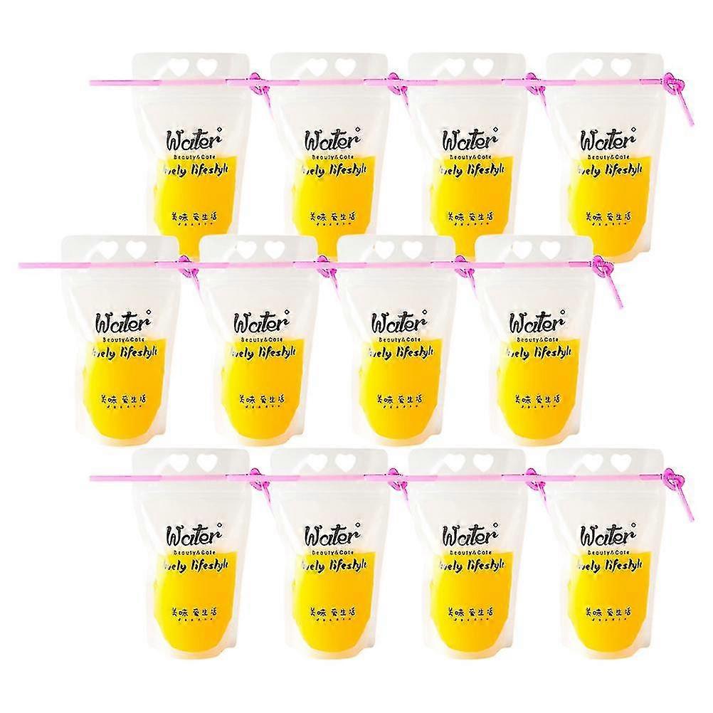 Wegwerp sap zak met stro draagbare hot en drink tas stand-up drink zakjes zakken zware drankzakjes (100pcs 500ml sapzak + 100pcs stro