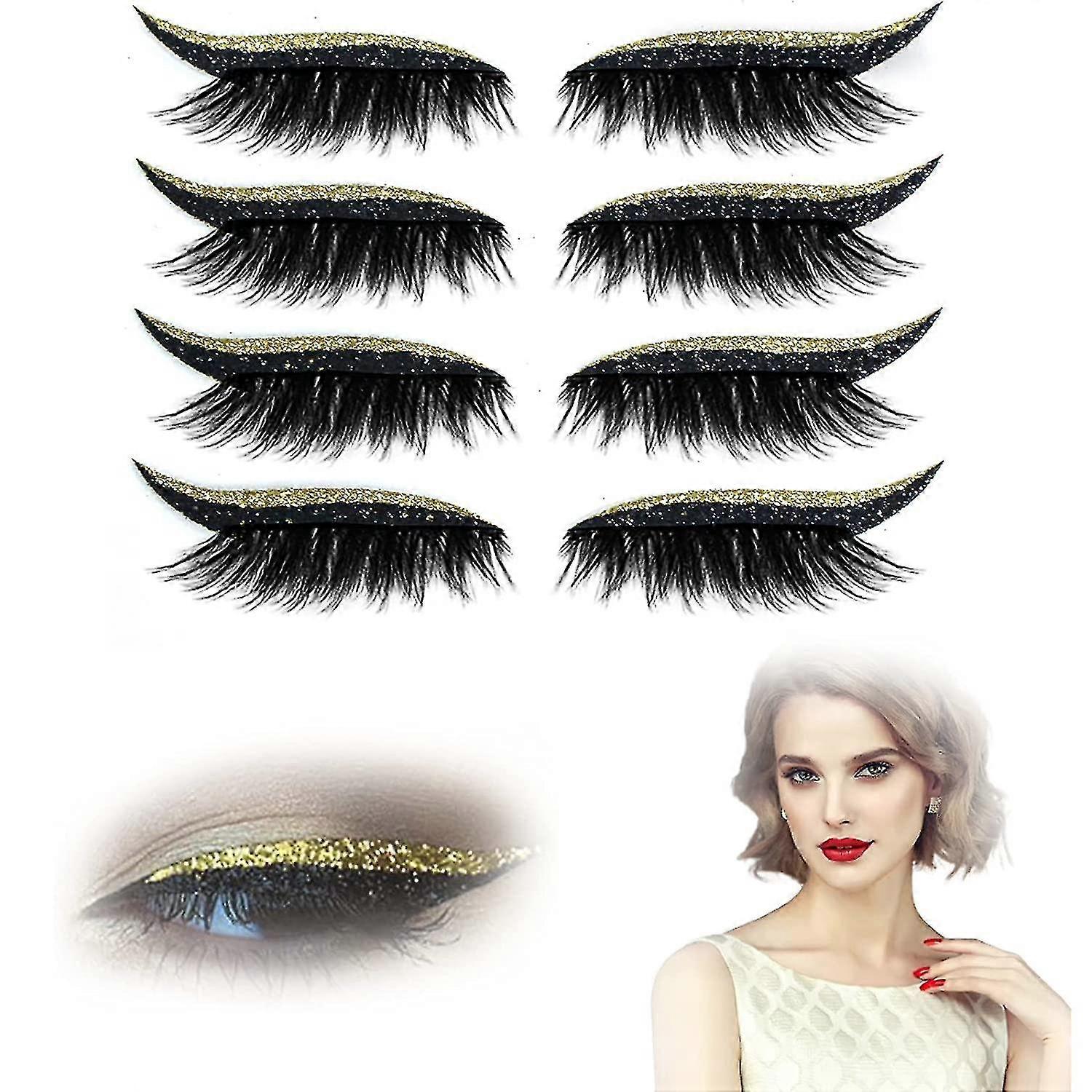 Eyeliner Sticker With Eyelashes, Reusable Eyeliner & Eyelash Stickers, False Eyelashes With Eyeliner Waterproof