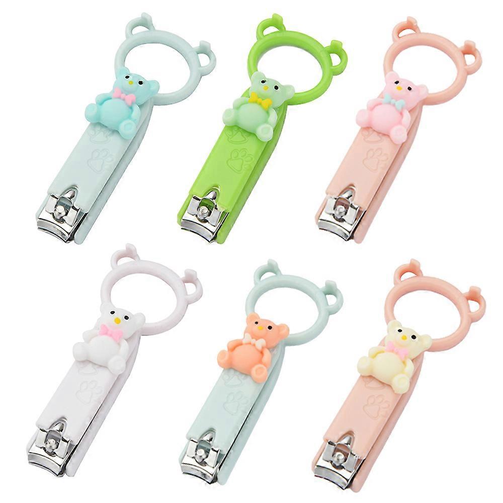 6pcs Cartoon Bear Shape Nail Clippers Sharp Sturdy Nail Cutters Cute Nail Tools
