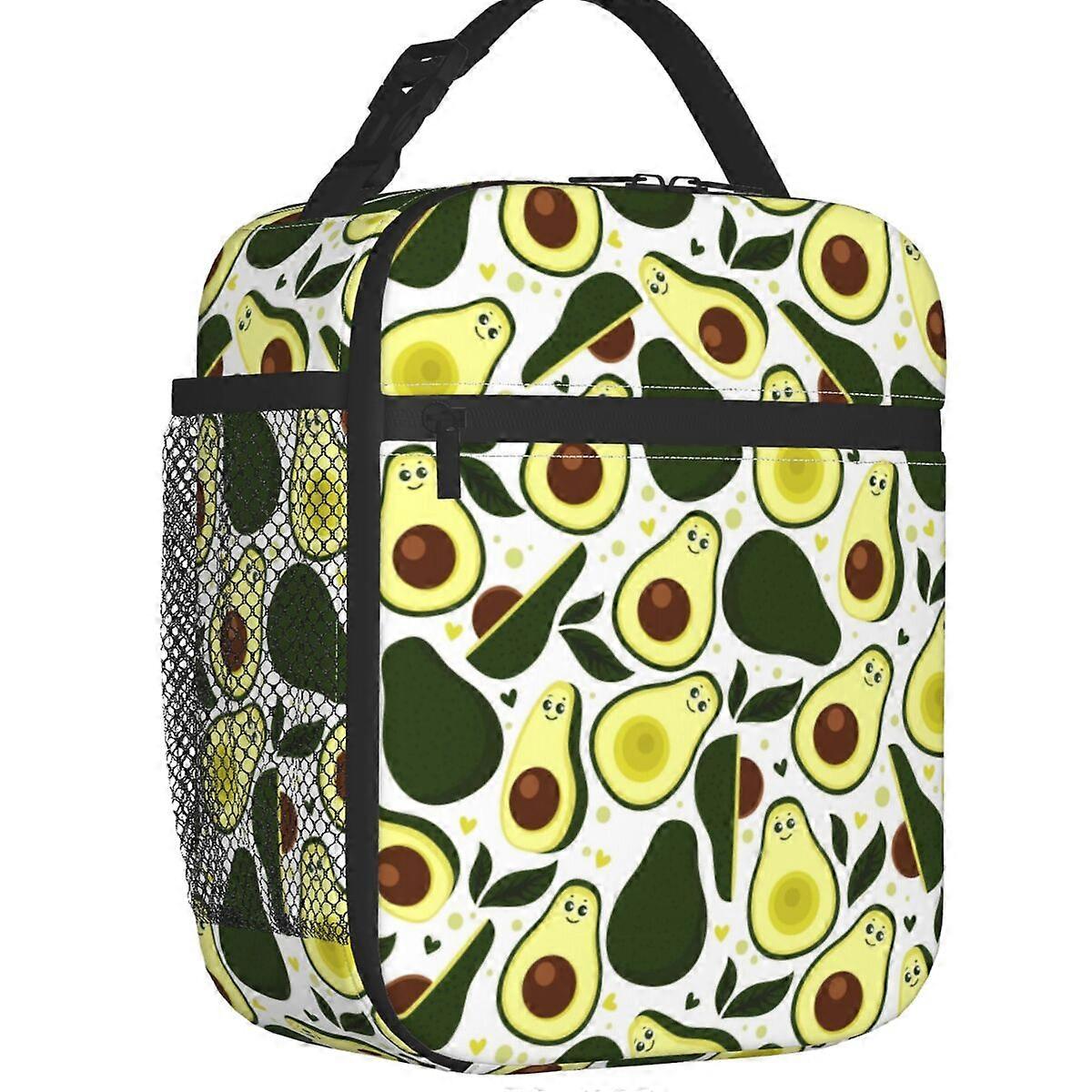 Sommar Frukt Avokado Mönster Isolerad Lunch Tygväska För Kvinnor Bärbar Kylare Termisk Bento Box Utomhus Camping Resor