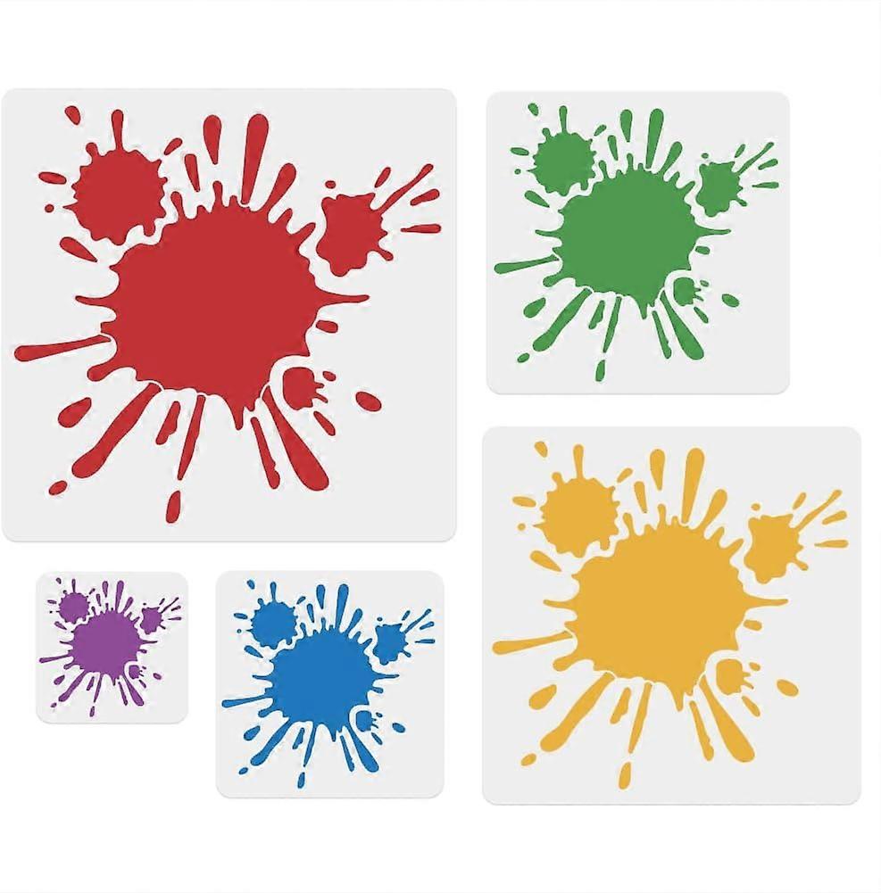 5Pcs Splash Smudge Painting Stencil 5 Sizes Splatter DIY Art and Craft Stencils Hollow Out Drawing Painting Template for Painting on Wood Fabric Paper