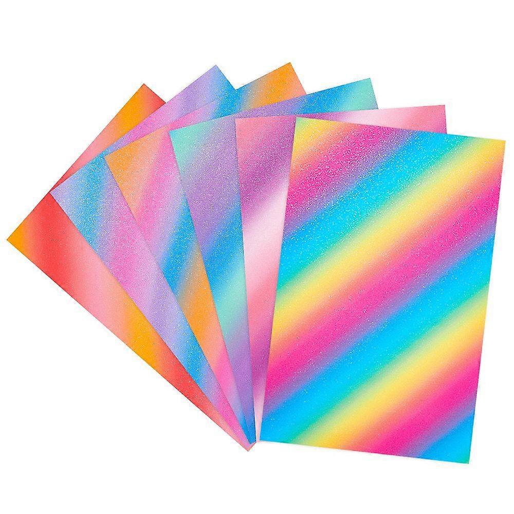 6Sheets 6 Style Self Adhesive Vinyl Laser Sticker Gradiet Stripe for DIY Window Cup Car Laptop Decoration Rectangle Mixed Color 20.2x30.5x0.02cm 1shee