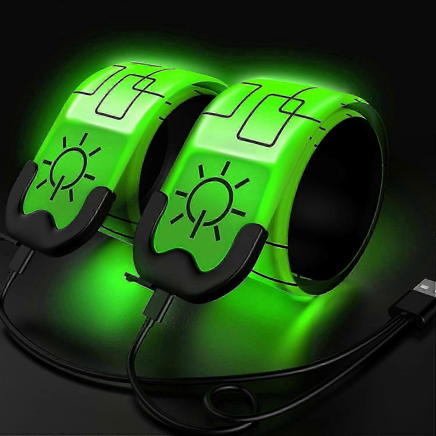 Led Armbands For Running, 2 Pack Running Lights For Runners Rechargeable Reflective Running Gear Light Up Armband High Visibility Led Wristband Lights
