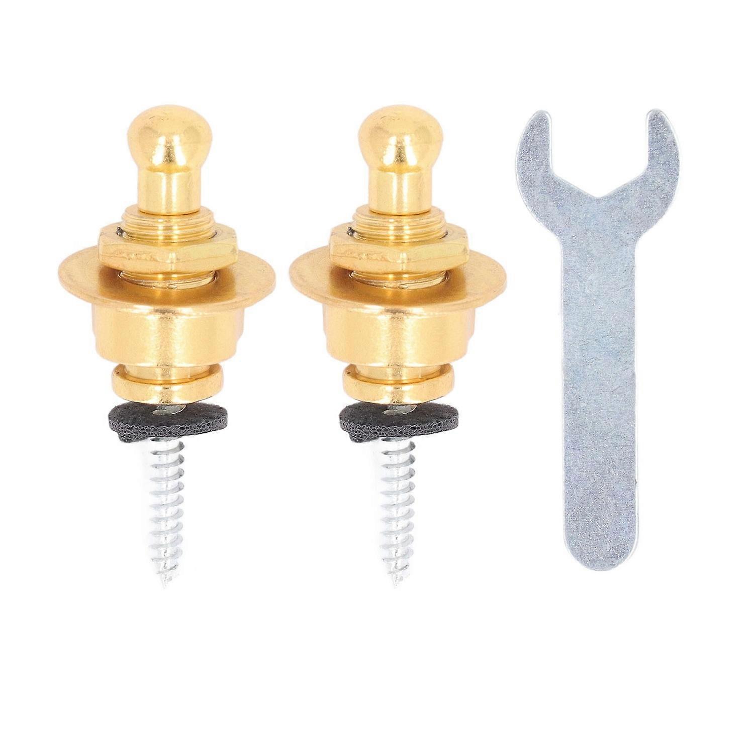 2PCS Guitar Strap Locks with 1 Wrench Quick Release Strap Retainer Metal Button for Electric Acousti