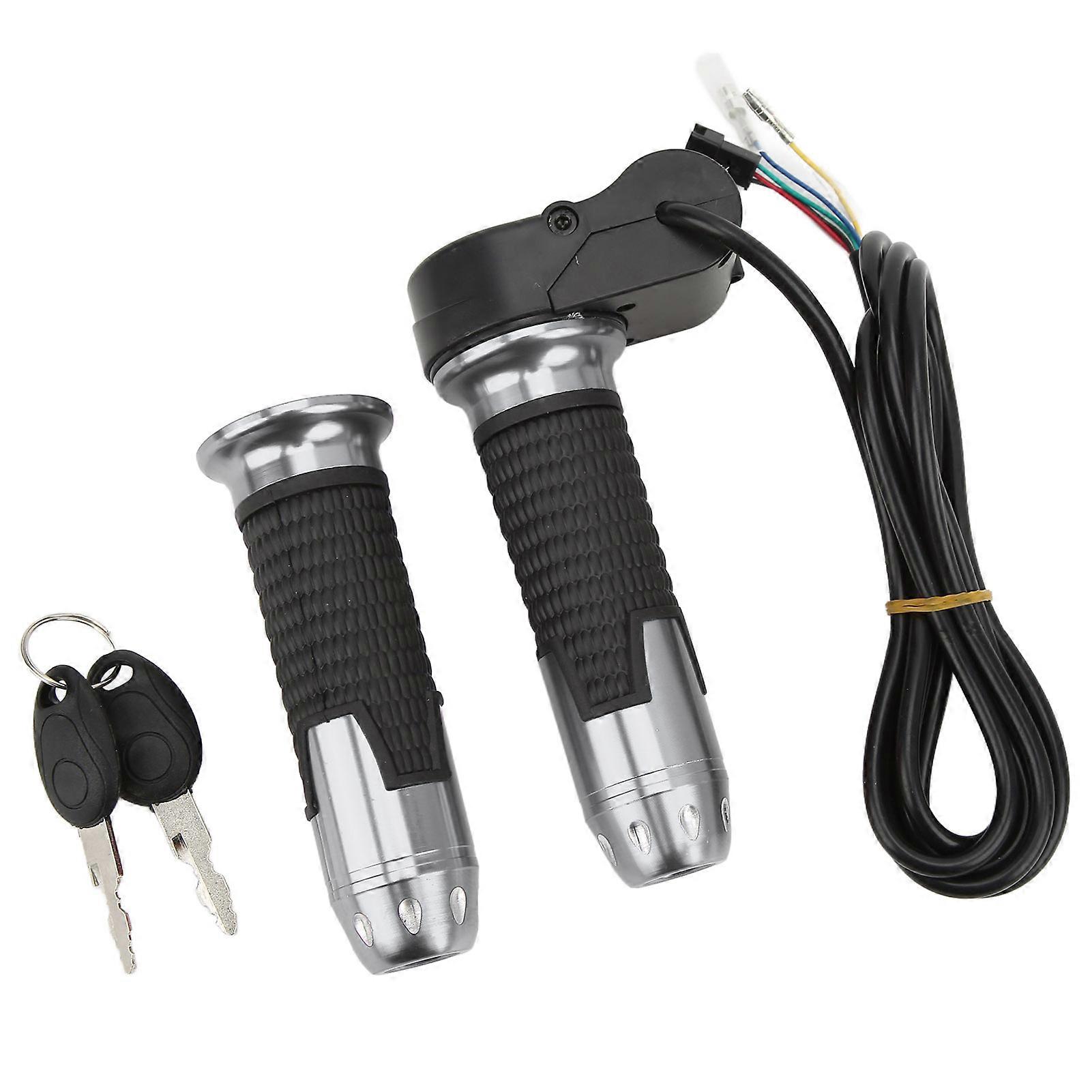 1 Pair 12V‑99V Throttle Grips Universal Twist Throttle Accelerator Grip Handlebar with Keys for Electric Bike ScooterGrey