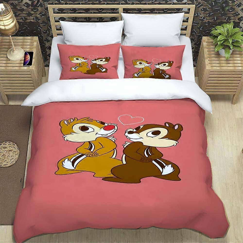 x2500 LakanChip 'n' Dale påslakan med örngott Microfiber Digital Tryckt Sängkläder Set Twin Full Barnens Gåva 3-delat sängkläder (1 