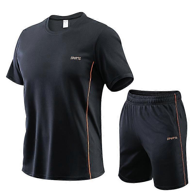 Quick-drying Sports Suit Men's Summer Ice Silk Breathable Fitness and Leisure Running Two-piece Set