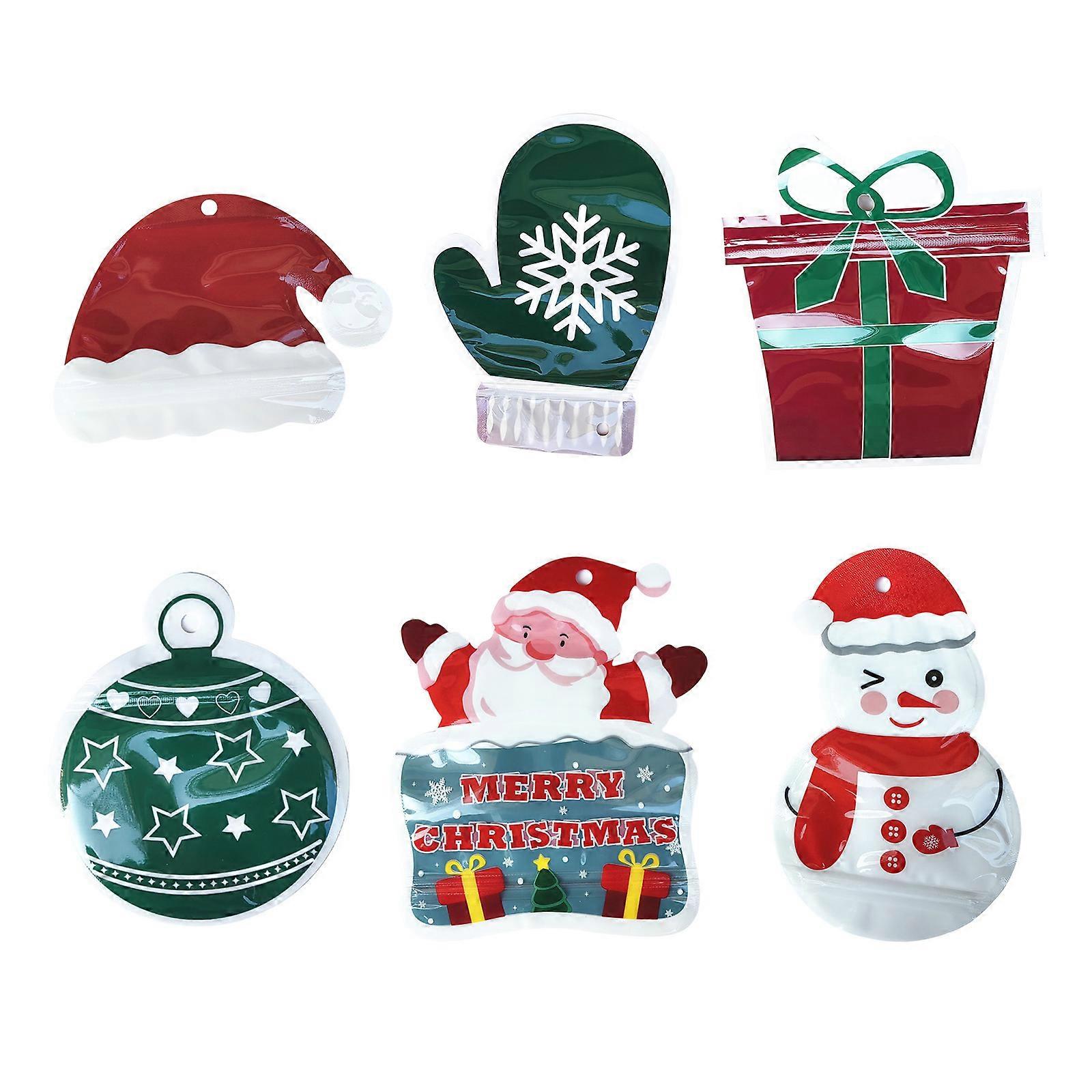 6つのプラスチッククリスマスギフトバッグの創造的なラッピングバッグの家庭やオフィスのギフトスタイリッシュなお祝いプレゼントポーチ