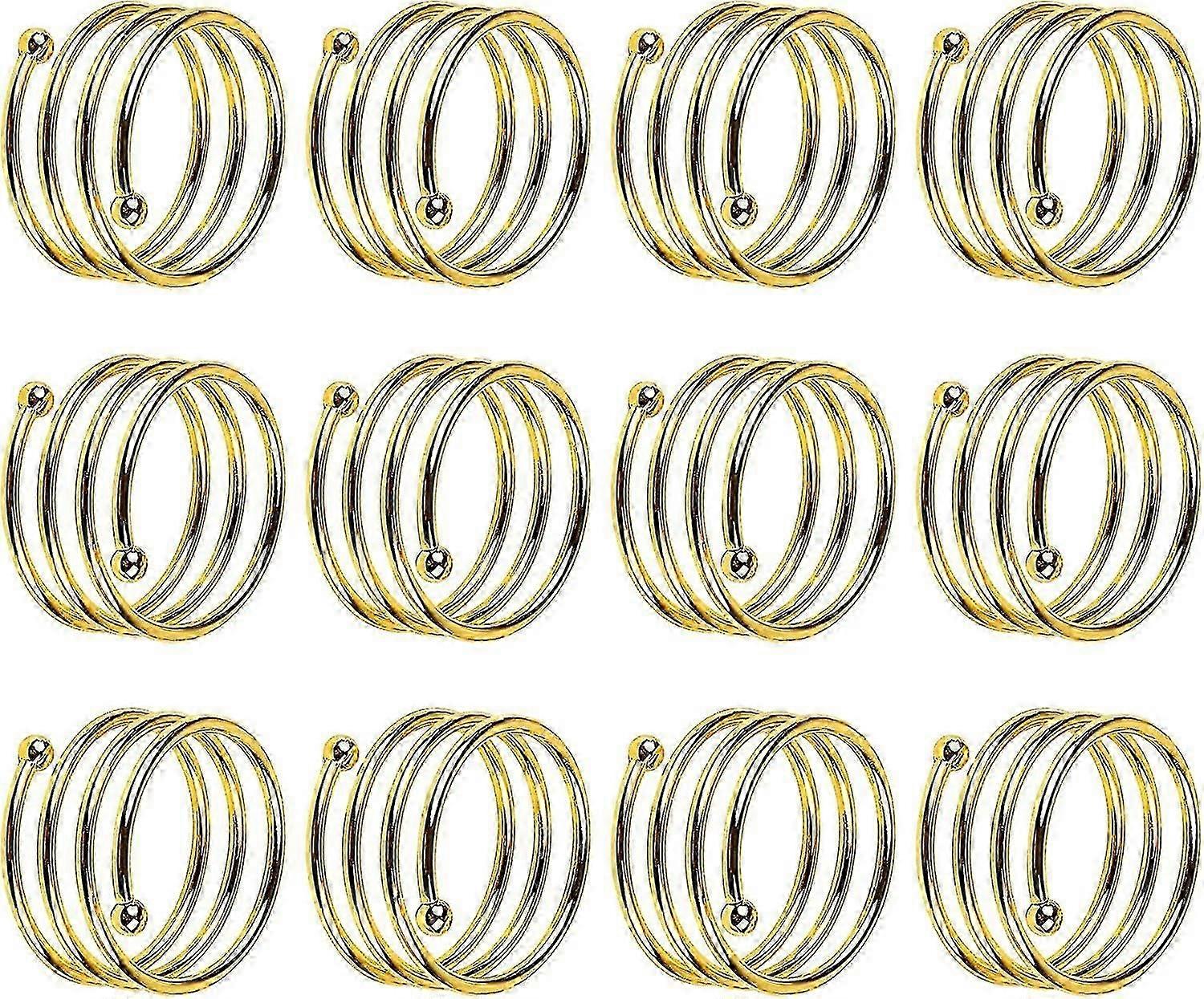 ゴールドナプキンリングセットオブ12、ナプキンリングアップグレード頑丈な金属ナプキンリングホルダーハロウィーンクリスマスウェディングダイニングテーブルデコラティのためのスプリングデザイン