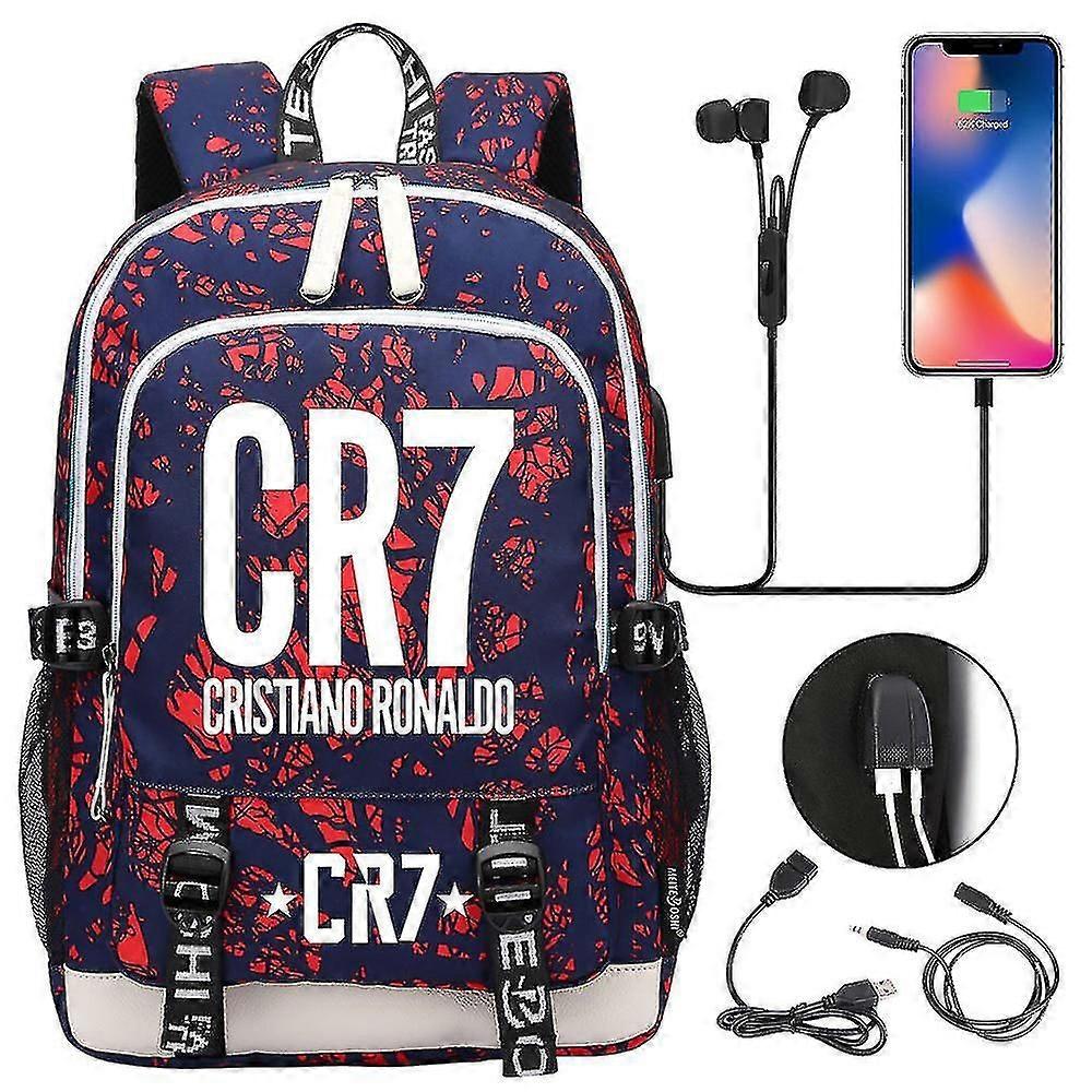 Cr7 Backpack For Teens With Laptop Compartment, Usb Charging Port, Multifunctional And Waterproof School Bag With Large Capacity Daypack - Mochilas