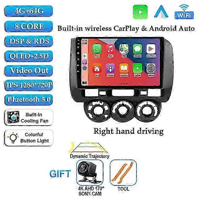 Android 12 For Honda Fit Jazz City 2002 2003 2004 2005 2006 2007 Car Radio Multimedia Video Player Stereo GPS Navigation 2 Din