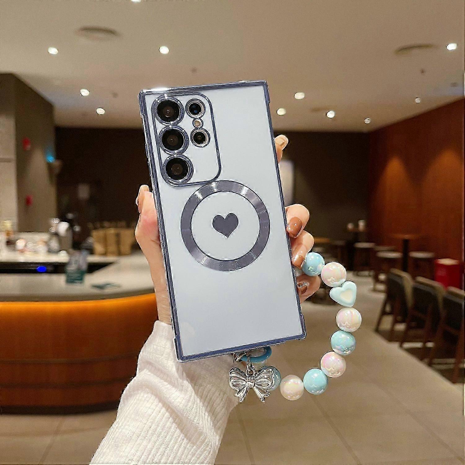 For Samsung Galaxy S25 Ultra Side Electroplate Heart Pattern Case Compatible With Magsafe Tpu Phone