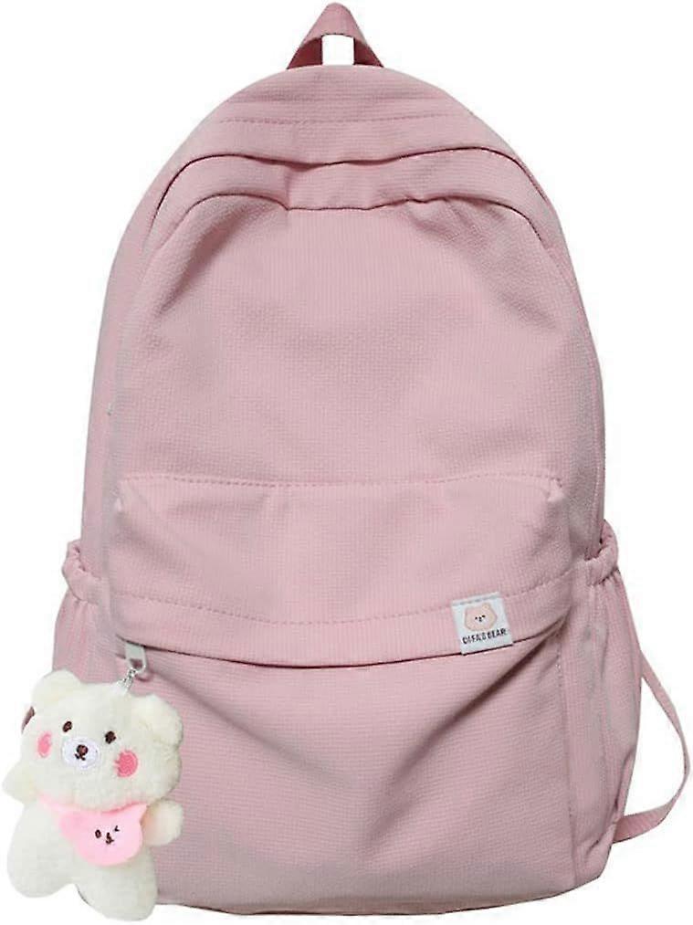 美的バックパックかわいいカワイイバックパック学用品ラップトップバッグ十代の女の子たち女性学生無地、ピンク