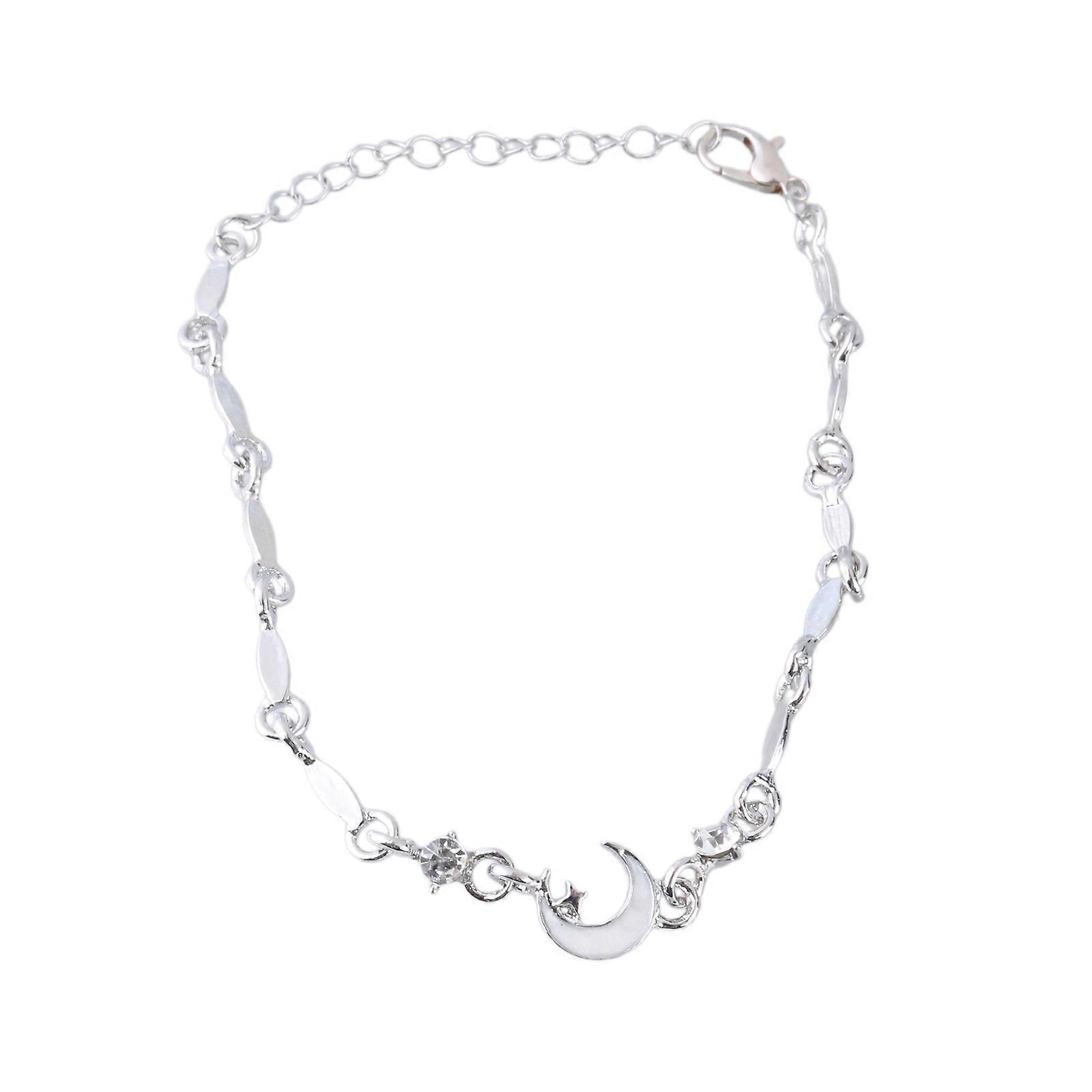 Shimmering Rhinestones Bracelet Fashionable Silver Plated Handchain Adjustable Length Wristchain Stylish Party Jewelry