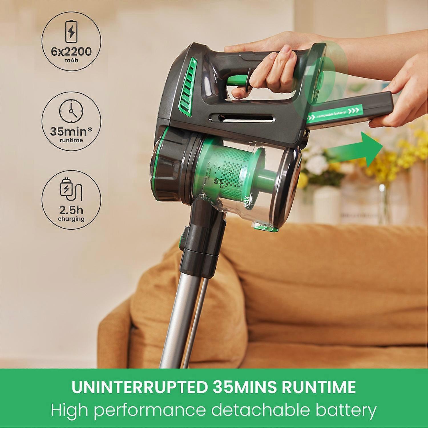 Vactidy V8 Handheld Vacuum Cleaner Cordless Stick Vacuum 20KPa Suction HEPA Cyclonic Filtration 180°