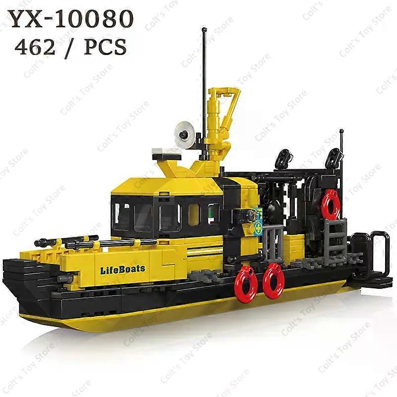 חדש יצירתי סירת מהירות אבני בניין סירת דגים סירת הצלה קלאסית סירת כיבוי אש דגם סירת משטרה צעצועים חיפוש והצלה ספינת לבנים