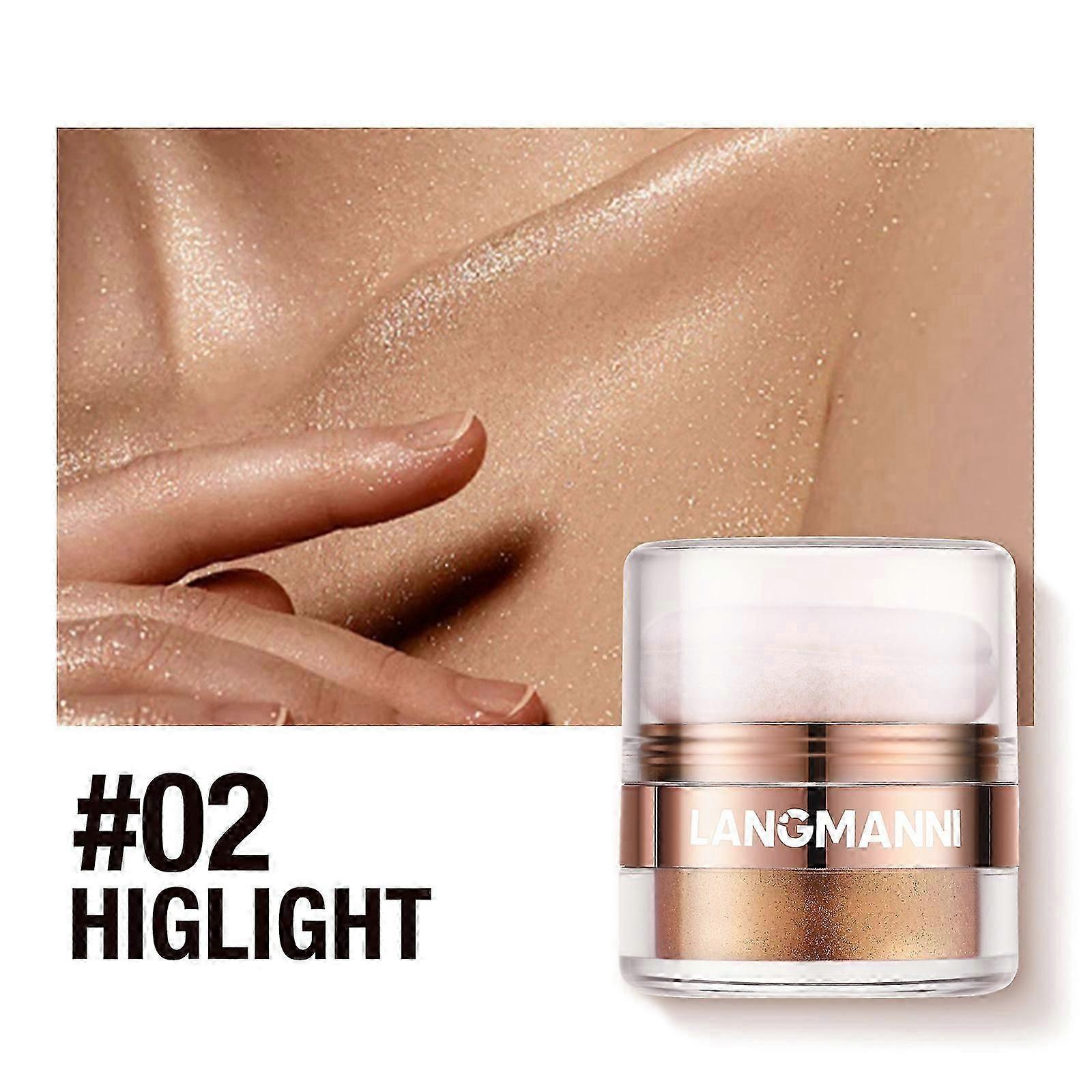 Body Highlighter Powder, Face Brightening Shimmer Body Glitter Contour Patting Powder, Sparkling Blush Highlighter Powder for Face Eyes Body Glow Make