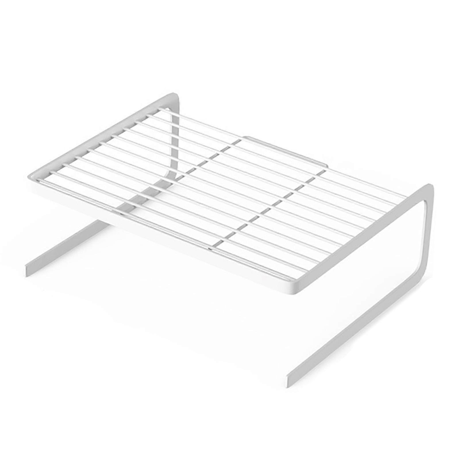 White Dish Drainer Carbon Steel Sturdy Stackable Multipurpose Storage Rack for Plates Bowls Kitchen