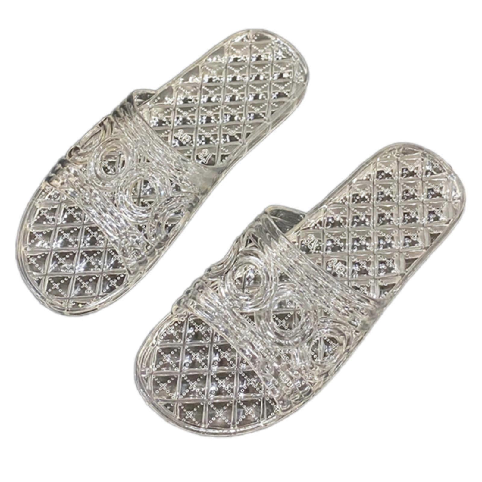 klar kristall dusch tofflor ihålig ut slip on dusch sandaler halksäker hus sko för kvinnor badrum strand pool vit 40