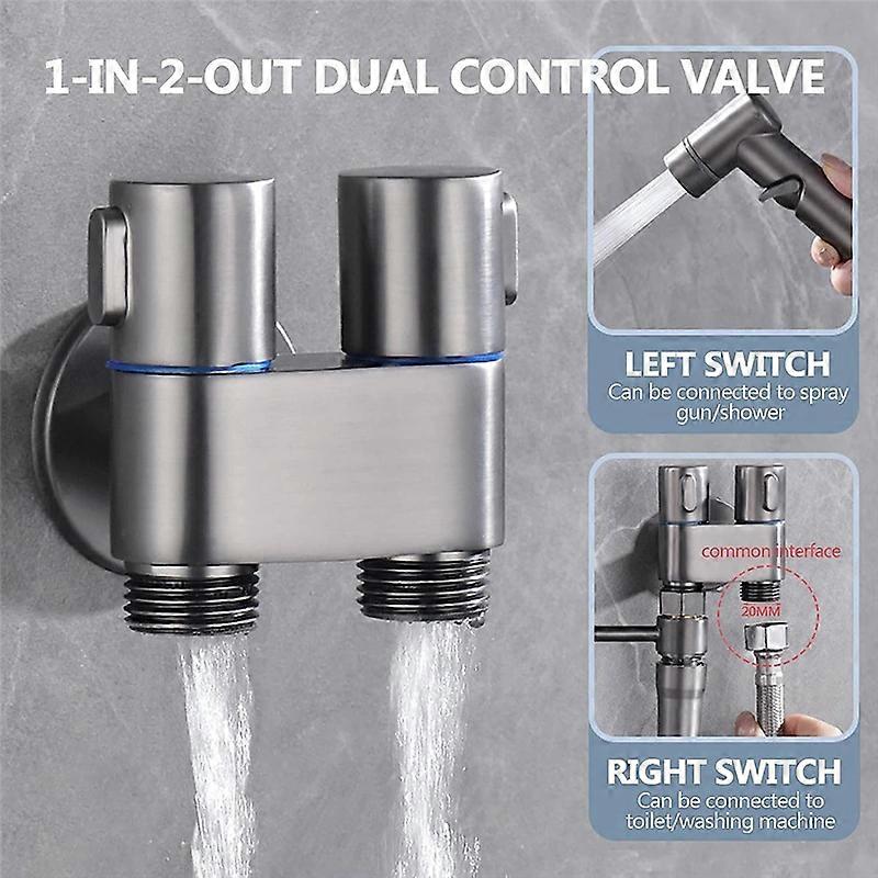 Mini Multi-Function Faucet Brass 1 Into 2 Out Dual Control Washing Machine Chrome Tap for Washing Ma