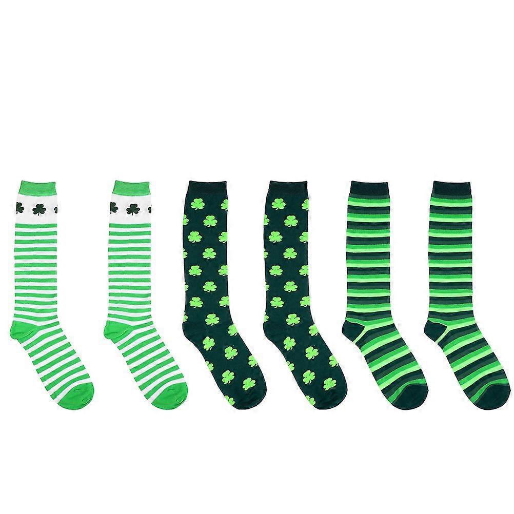 3 Pairs of Polyester Unisex Socks Beautiful Party Socks Stretchable Clover Socks
