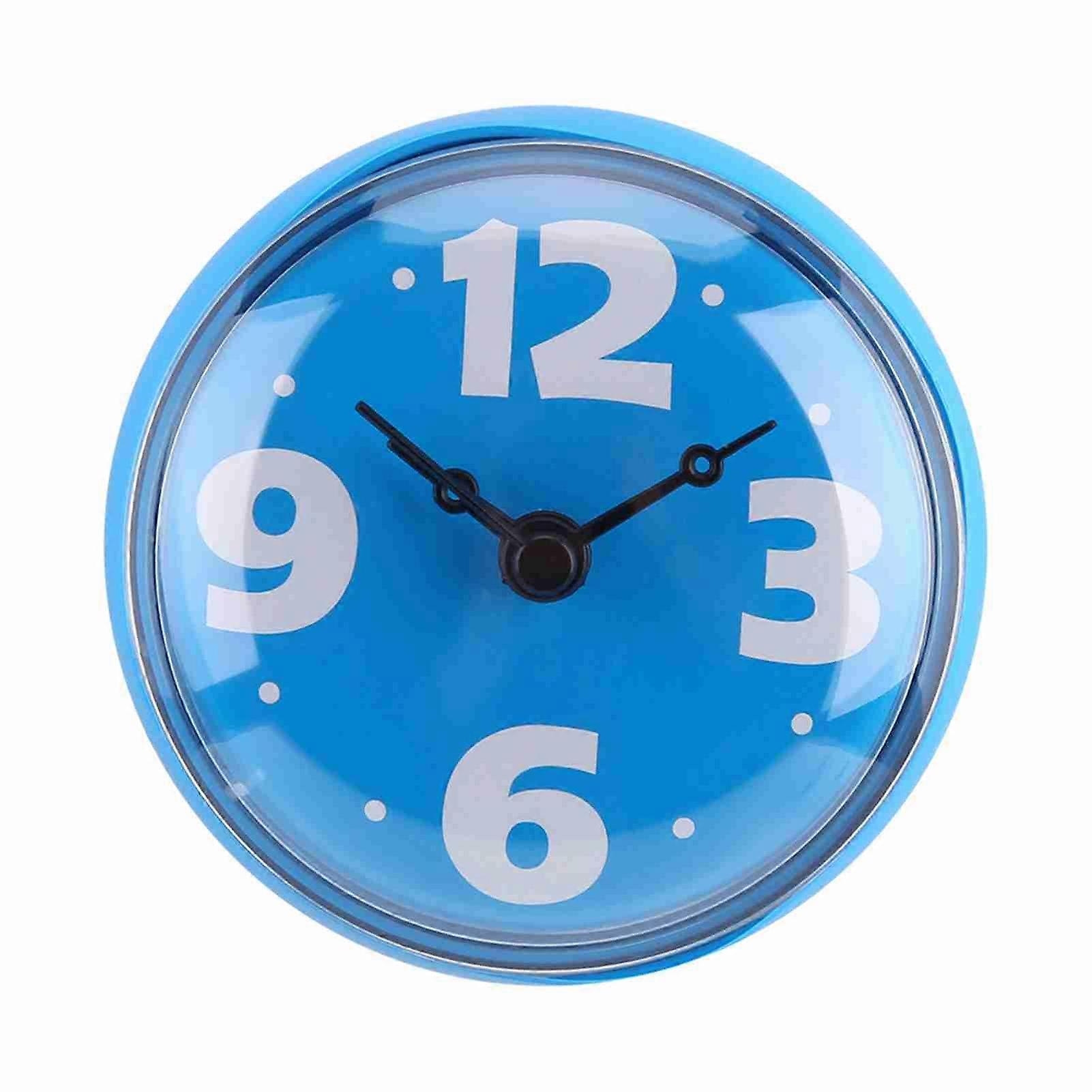 Waterproof Suction Wall Window Mirror Bath Shower Clock Bathroom Accessories Blue