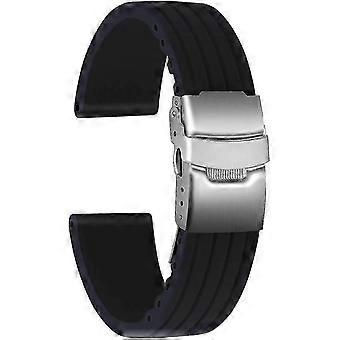 Rubber Watch Band With Stainless Steel Folding Clasp Unisex Kb